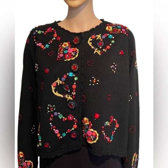 Michael Simon vintage jeweled heart’s details sweater